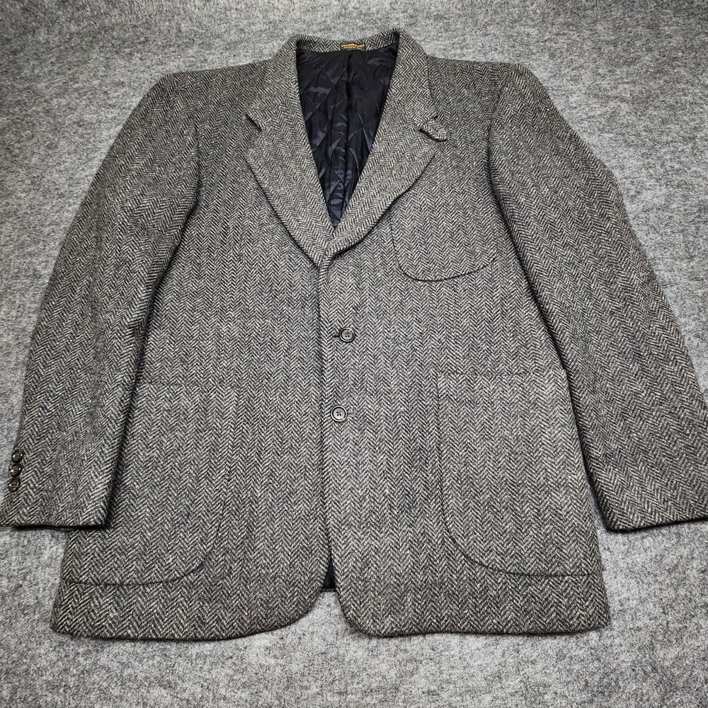 LL Bean VTG Thinsulate Lined Wool Tweed Sport Coat Blazer Jacket Herringbone 44R